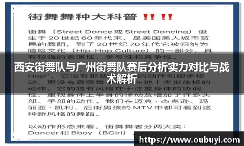 西安街舞队与广州街舞队赛后分析实力对比与战术解析