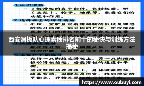 西安滑板队心理素质排名前十的秘诀与训练方法揭秘
