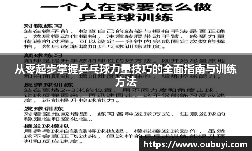 从零起步掌握乒乓球力量技巧的全面指南与训练方法